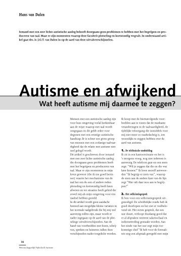 Autisme en afwijkend - Wetenschappelijk Tijdschrift Autisme