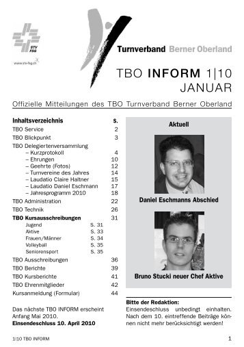 TBO INFORM 1|10 Januar - Turnverband Berner Oberland