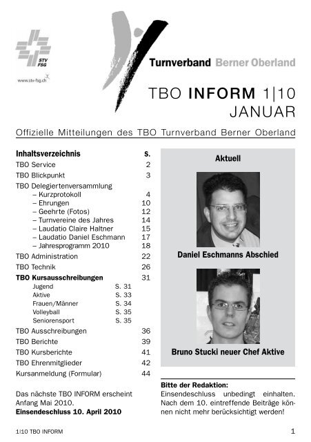 TBO INFORM 1|10 Januar - Turnverband Berner Oberland