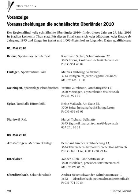 TBO INFORM 1|10 Januar - Turnverband Berner Oberland