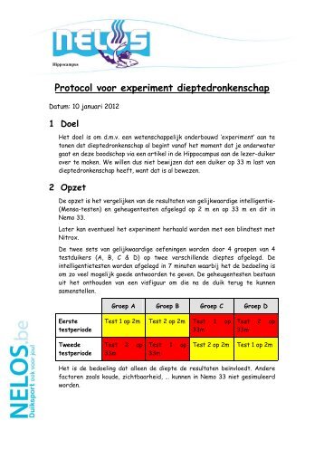 Protocol voor experiment dieptedronkenschap