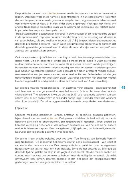 Generieke geneesmiddelsubstitutie - Parkinson Vereniging