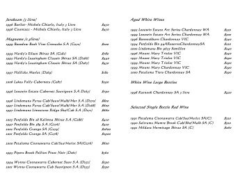 Beppi's Vintage wine list March 2012