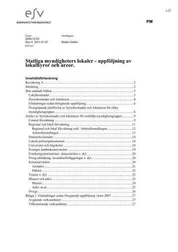 Statliga myndigheters lokaler - uppföljning av lokalhyror och areor.