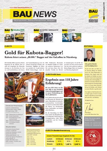 Gold für Kubota-Bagger! - BAU Süddeutsche Baumaschinen ...