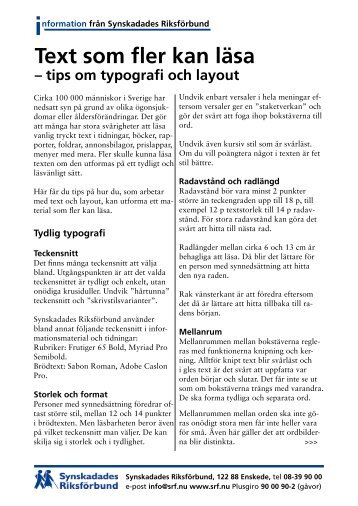 Text som fler kan läsa (pdf) - Synskadades Riksförbund