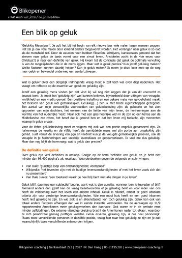 Een blik op geluk - Blikopener coaching