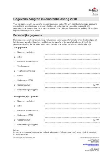 Checklist IB 2010 - Esdoorn administratie