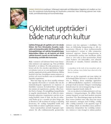 Kimmo Eriksson: Cyklicitet uppträder i både natur och kultur - Ncm