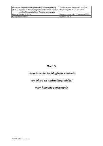 Deel 11 Visuele en bacteriologische controle van bloed en ...