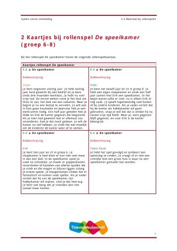 Kaartjes bij rollenspel De speelkamer - Spelen vanuit verbeelding