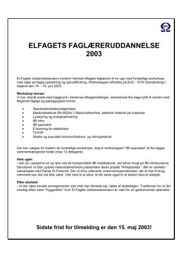 ELFAGETS FAGLÆRERUDDANNELSE 2003
