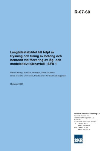 Långtidsstabilitet till följd av frysning och tining av betong och ... - SKB