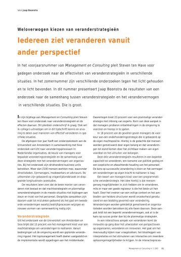 Iedereen ziet veranderen vanuit ander perspectief - Jaap Boonstra