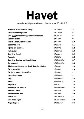 Havet - Noveller og digte om havet, September 2010 i ... - Byens Skole