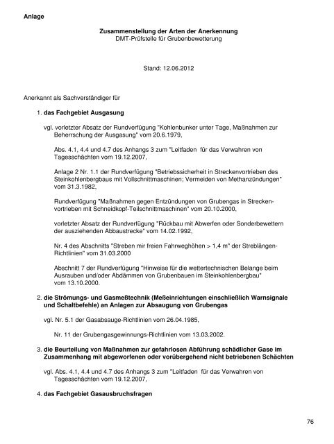 A 5 Verzeichnis der von der Bezirksregierung Arnsberg