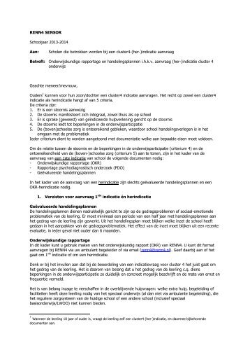 Informatie brief regulier onderwijs criterium 4 en 5 - RENN4 Sensor