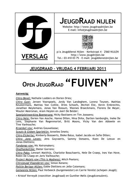 Verslag 4 februari 2011 - Jeugd Nijlen
