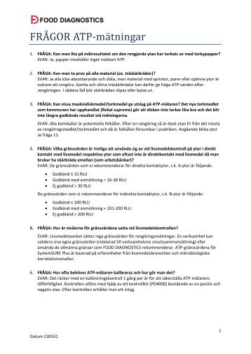 Vanliga frågor med svar - Food Diagnostics