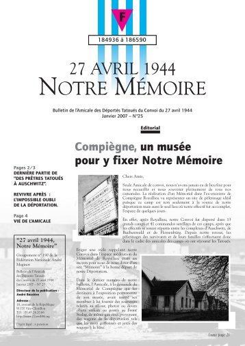 Notre mémoire n°25 - Amicale des déportés tatoués du 27 avril 1944