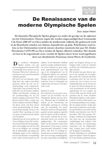 De Renaissance van de moderne Olympische Spelen - Jasper - Spil