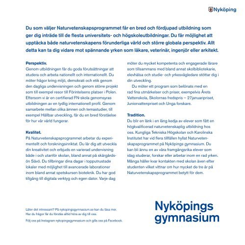 Naturvetenskapsprogrammet på Nyköpings gymnasium