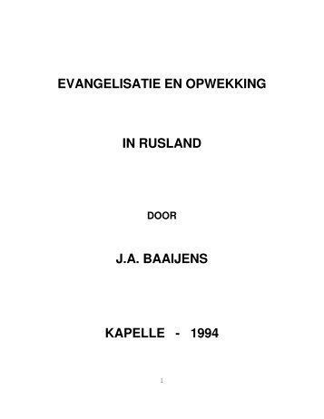 BOEK: RUSLAND evangelisatie en opwekking - Pastorale ...