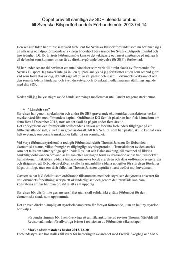 Öppet brev till samtliga av SDF utsedda ombud till Svenska ...