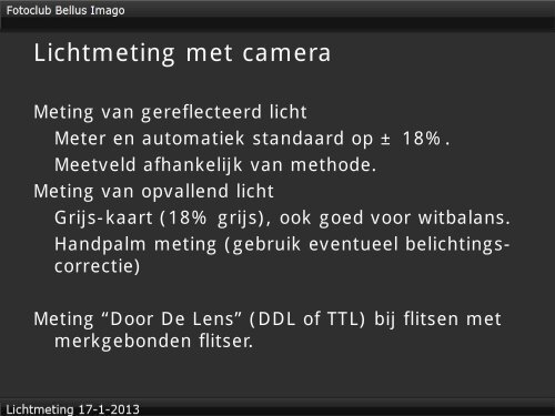 Lichtmeting uitgelegd - Fotoclub Bellus Imago