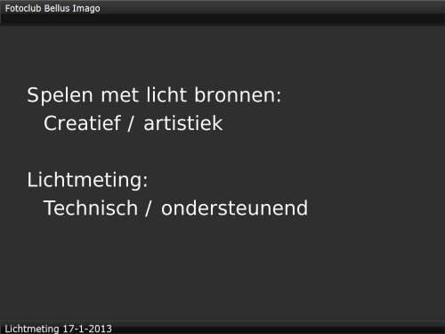 Lichtmeting uitgelegd - Fotoclub Bellus Imago