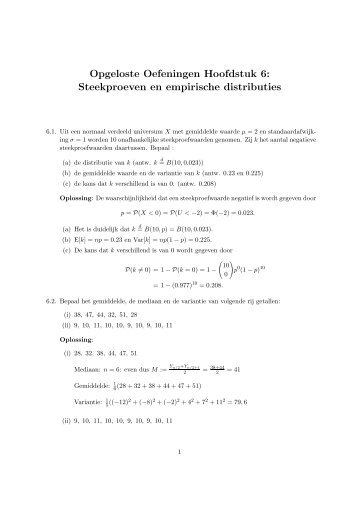 Opgeloste Oefeningen Hoofdstuk 6: Steekproeven en ... - biomath