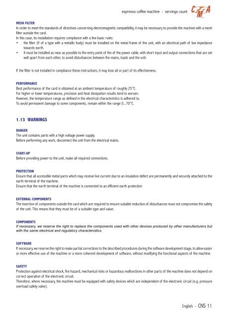 CMA Technical Manual - Love Coffee Machines