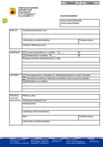 Avustushakemus kaupunginhallitukselle ... - Kokkola