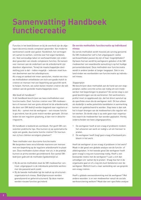 Download de samenvatting Handboek Functiecreatie - SBCM