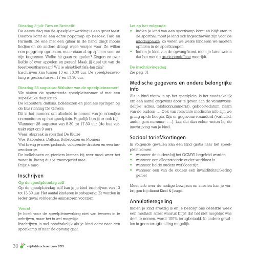 Vrijetijdsbrochure zomer 2013 - Gemeente Oosterzele