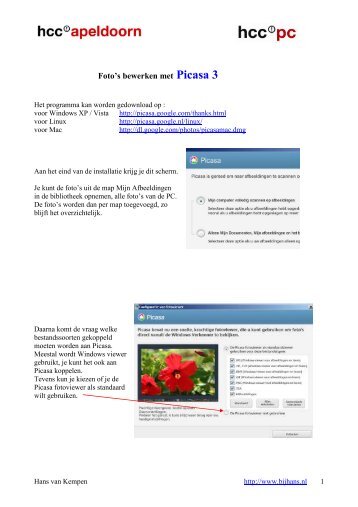 Picasa 3 beknopte handleiding - Bijhans.nl