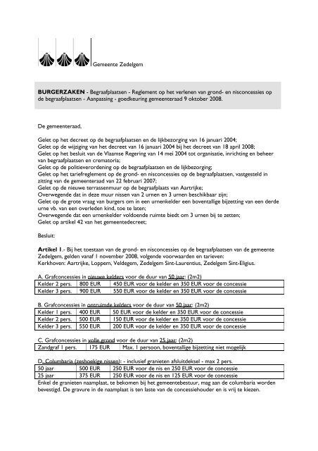 Reglement op het verlenen van grond - Gemeente Zedelgem