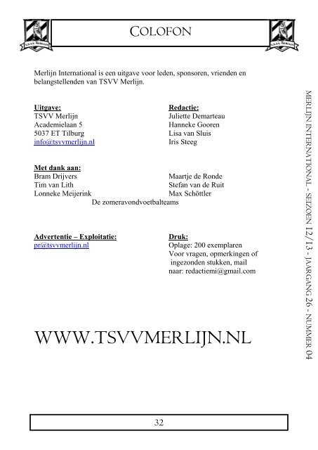 INTERNATIONAL - TSVV Merlijn