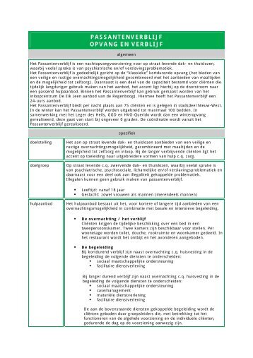 PASSANTENVERBLIJF OPVANG EN VERBLIJF - HVO-Querido