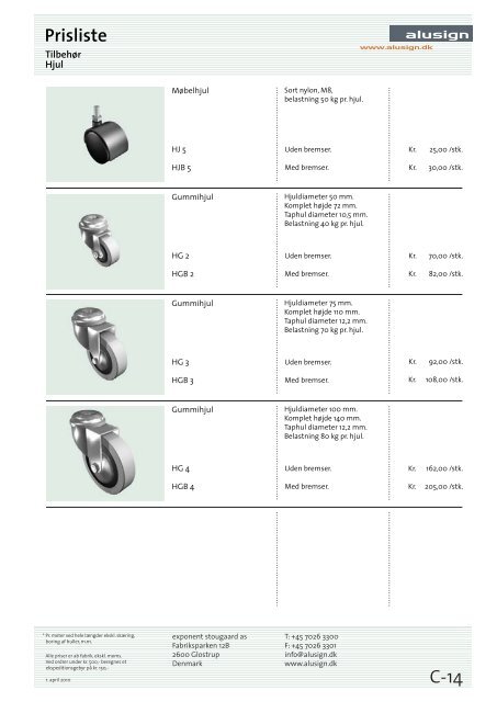 Prisliste - Alusign