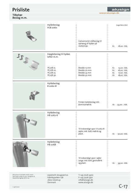 Prisliste - Alusign