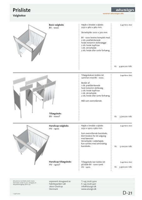 Prisliste - Alusign