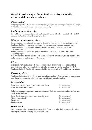 Personantal i samlingslokaler