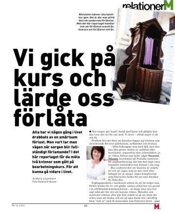 Vi gick på kurs och lärde oss förlåta - Sorg.se