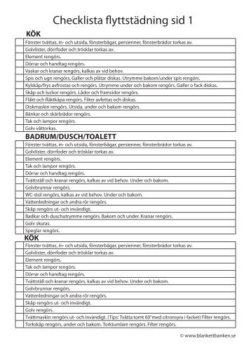 Checklista flyttstädning sid 1 - Umehem