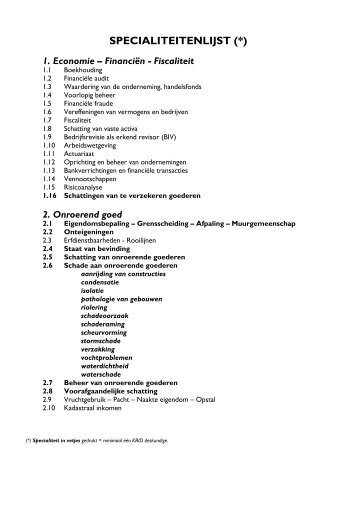 KRID SPECIALITEITENLIJST UIT JAARBOEK 2011 - nazicht ... - KVIV