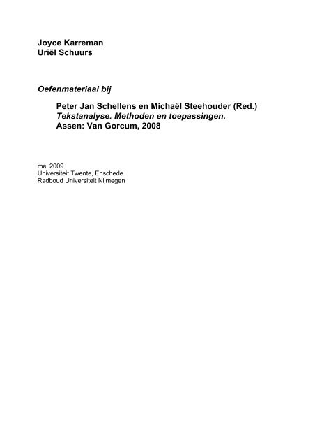 Joyce Karreman Uriël Schuurs Oefenmateriaal bij Peter Jan ...