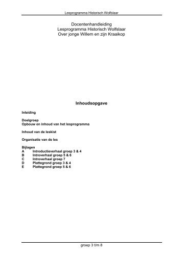 Docentenhandleiding Lesprogramma Historisch Wolfslaar Over ...