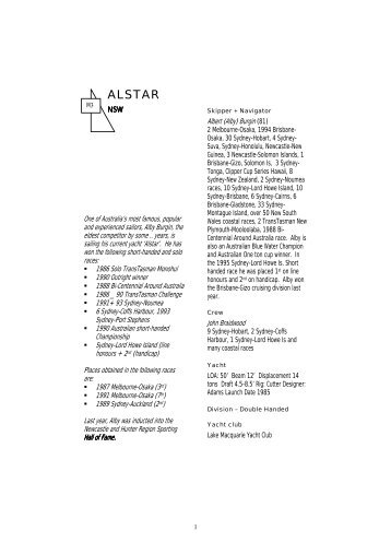 ALSTAR Double handed - Sail World