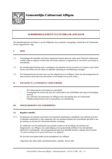 Gemeentelijke Cultuurraad Affligem - Gemeente Affligem